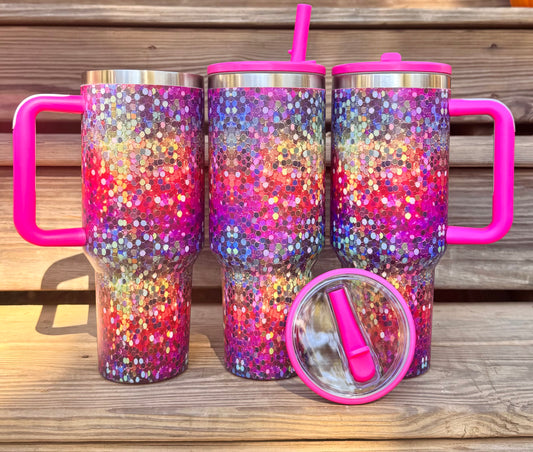 Bling (HBK exclusive) 40 oz stainless steel leakproof tumbler with lid & straw