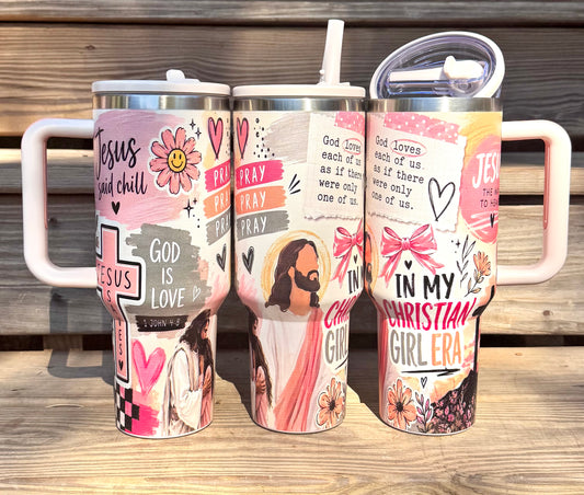 In my Christian girl era (HBK exclusive) 40 oz stainless steel leakproof tumbler with lid and straw
