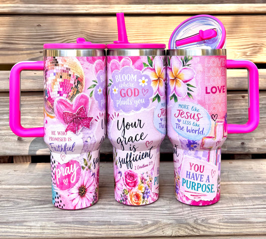 Your grace is sufficient (HBK exclusive) 40 oz stainless steel leakproof tumbler with lid & straw