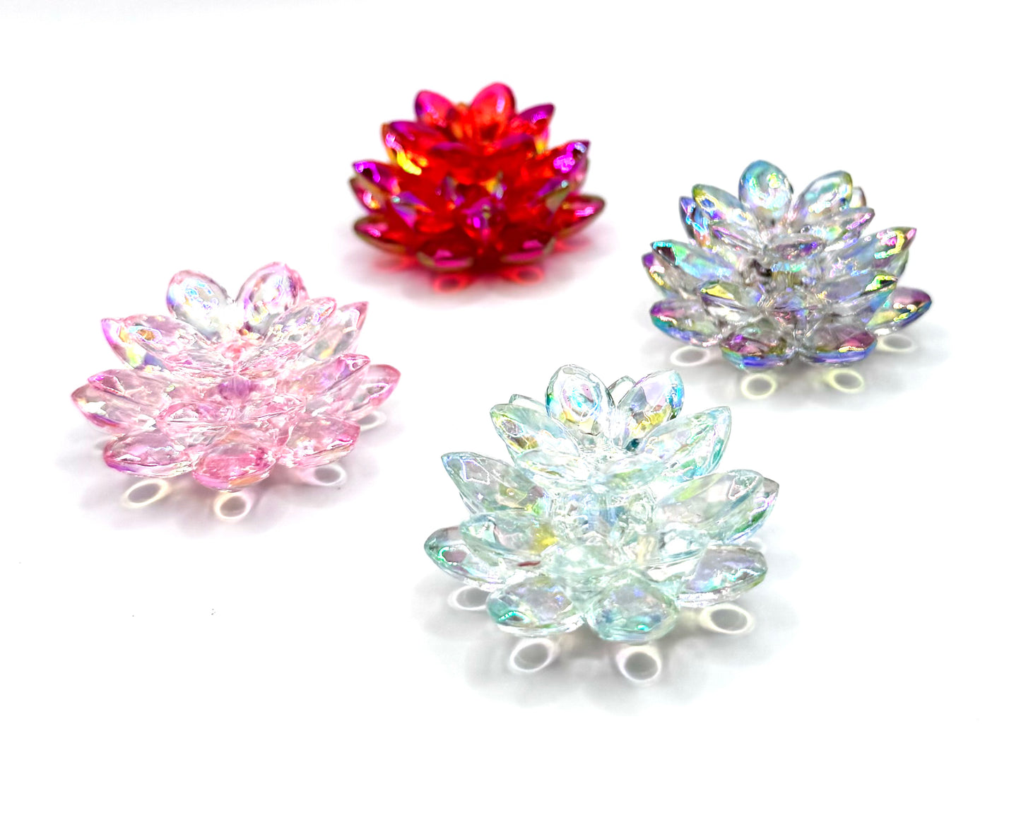 3 piece acrylic lotus flower beads