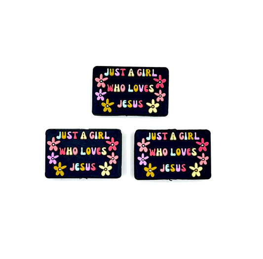 Just a girl who loves Jesus (HBK exclusive) silicone focal bead