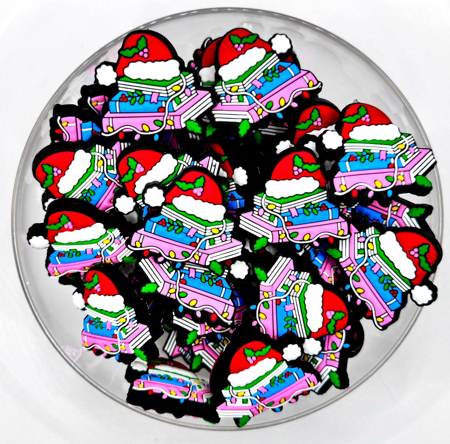 Christmas books silicone focal bead