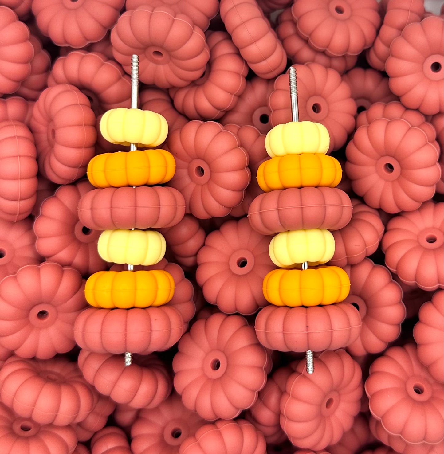 3D pumpkins/spacer silicone focal bead