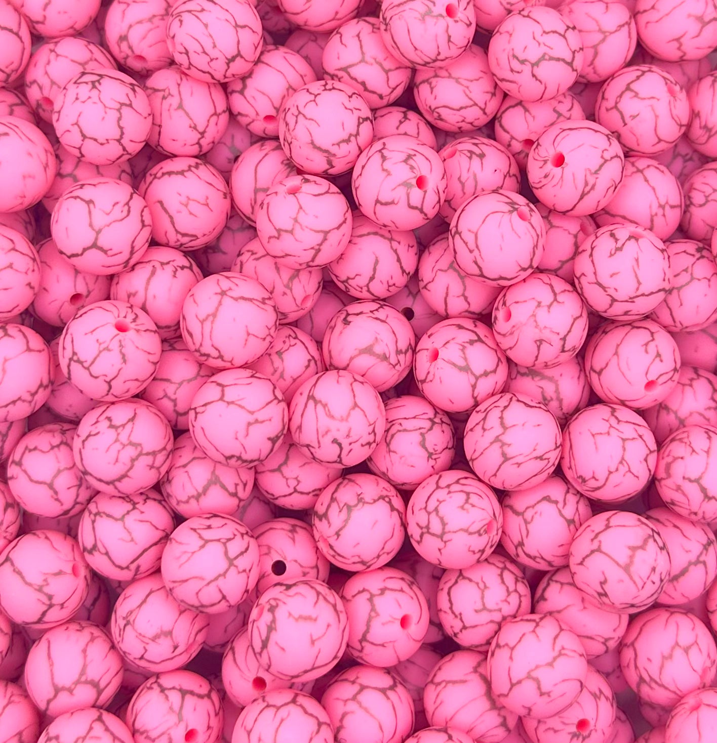 15mm pink marble silicone bead