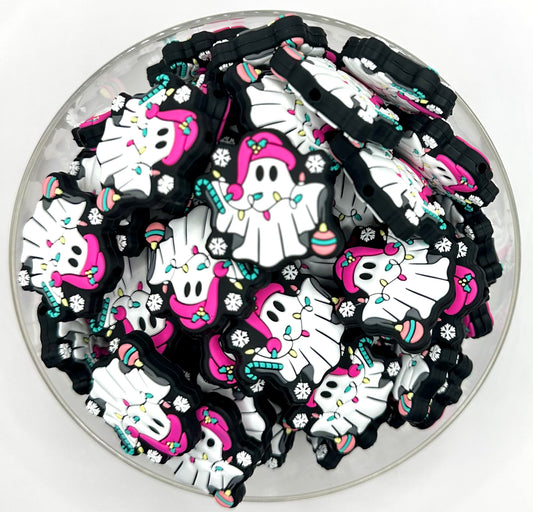 Christmas light ghost silicone focal bead