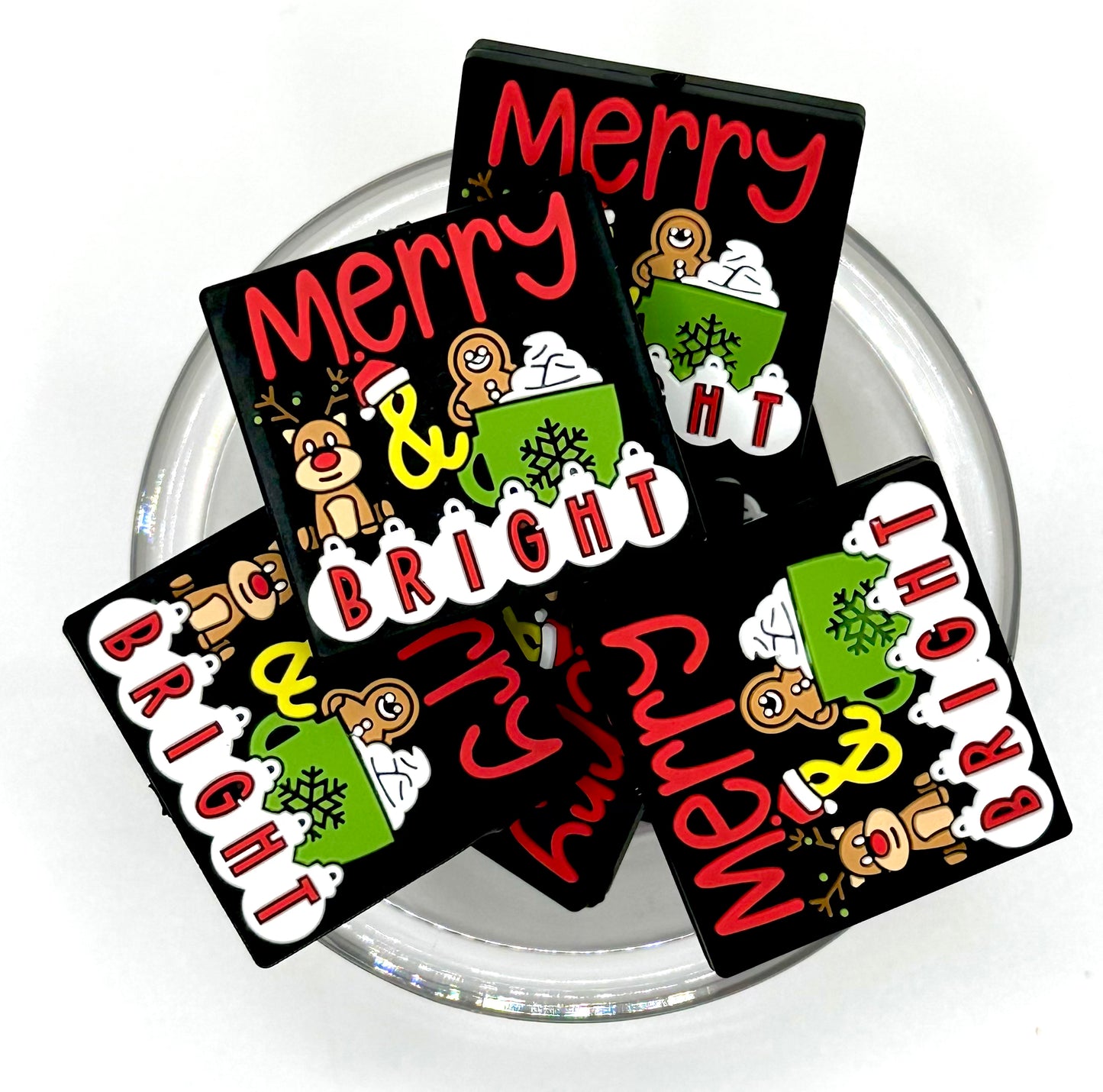 Merry & bright Christmas silicone focal bead (EXCLUSIVE)