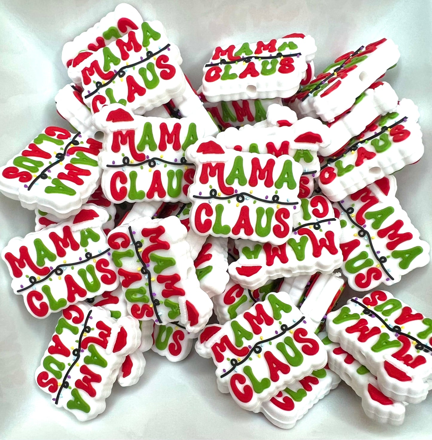 Mama claus red and green (exclusive) silicone focal bead