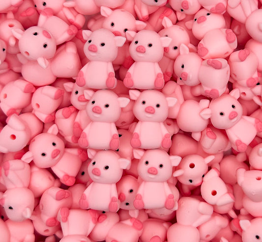 3D piggie silicone focal bead