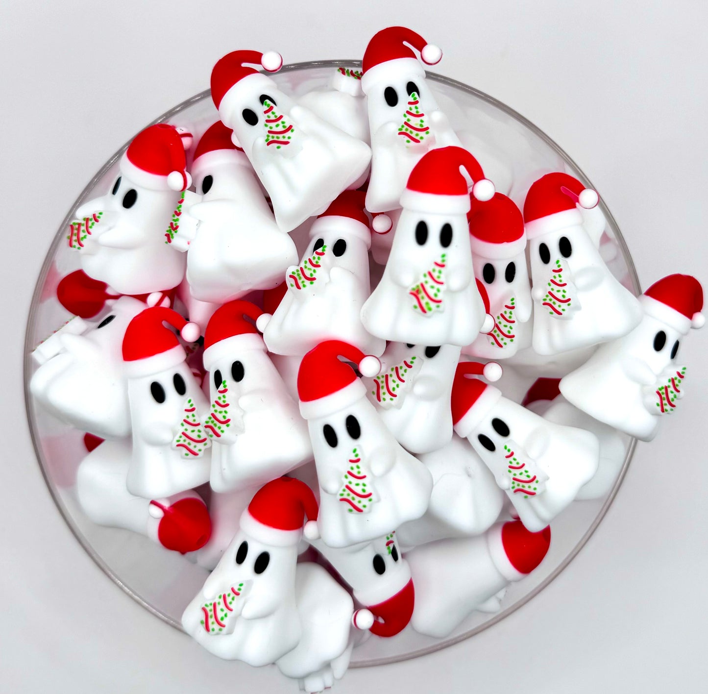 3D Christmas cake ghost (EXCLUSIVE) silicone focal bead