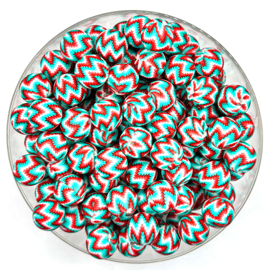 15mm Christmas chevron print (HBK & collab EXCLUSIVE) silicone bead