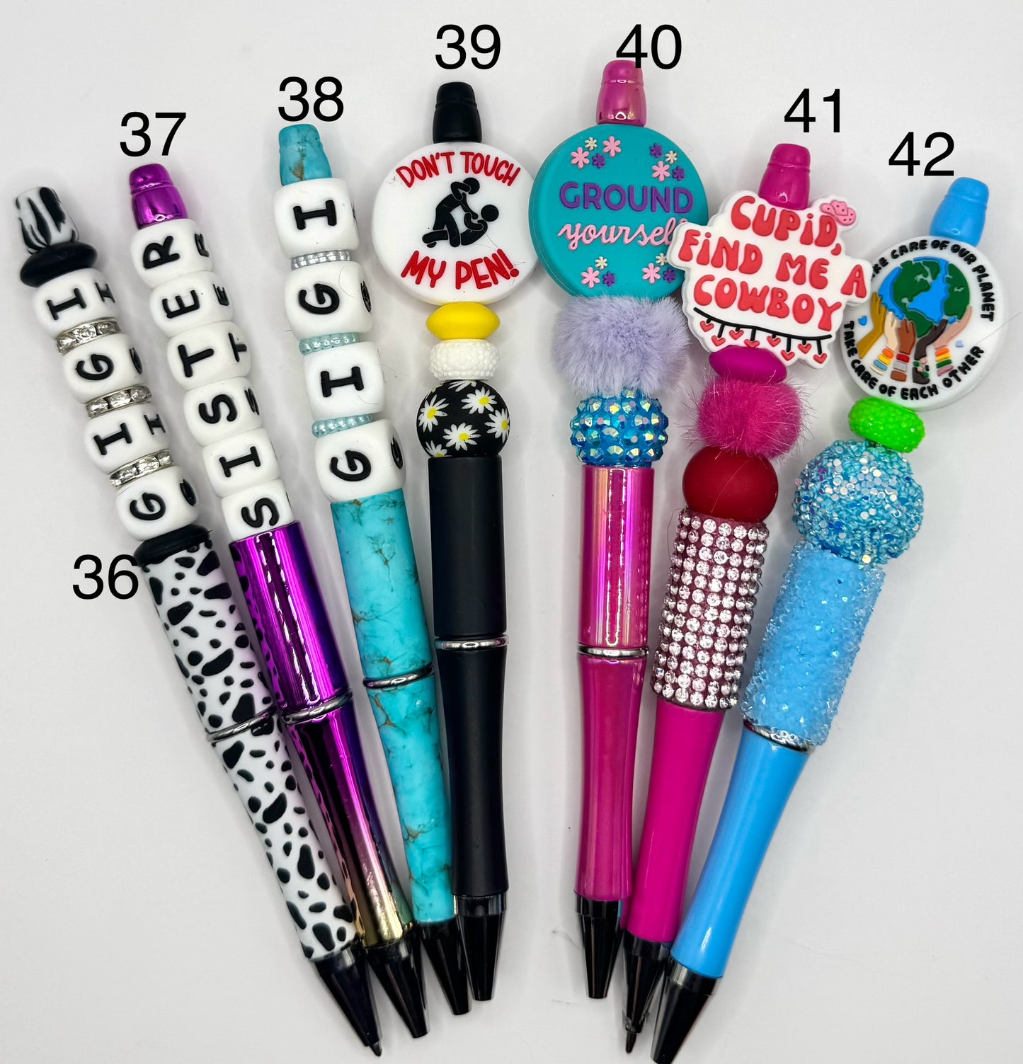 Premade ready to ship beaded pens! (See picture for number or letter of one)