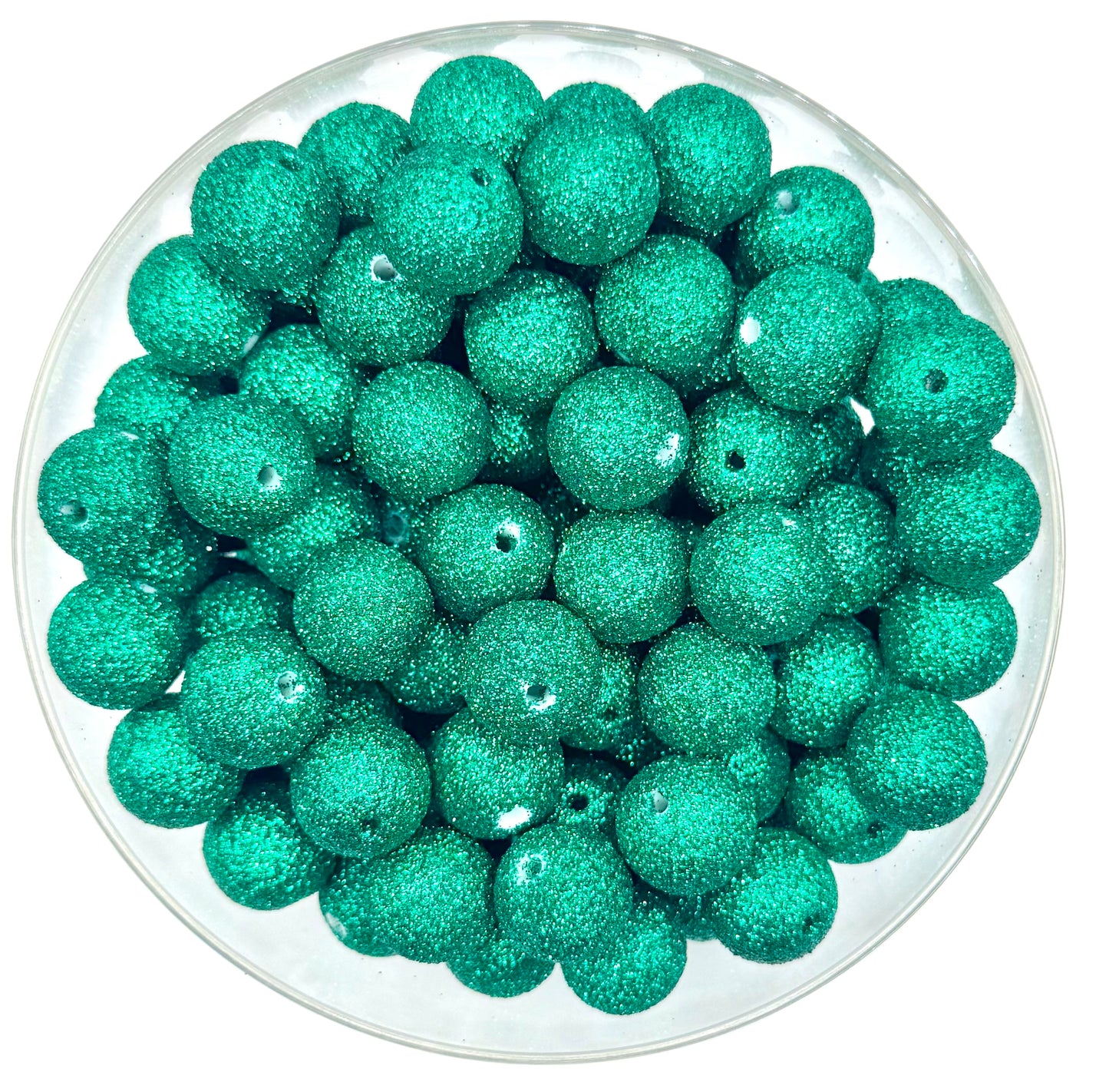 16mm glitter green Christmas acrylic bead