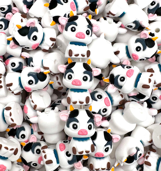 3D baby cow silicone focal bead