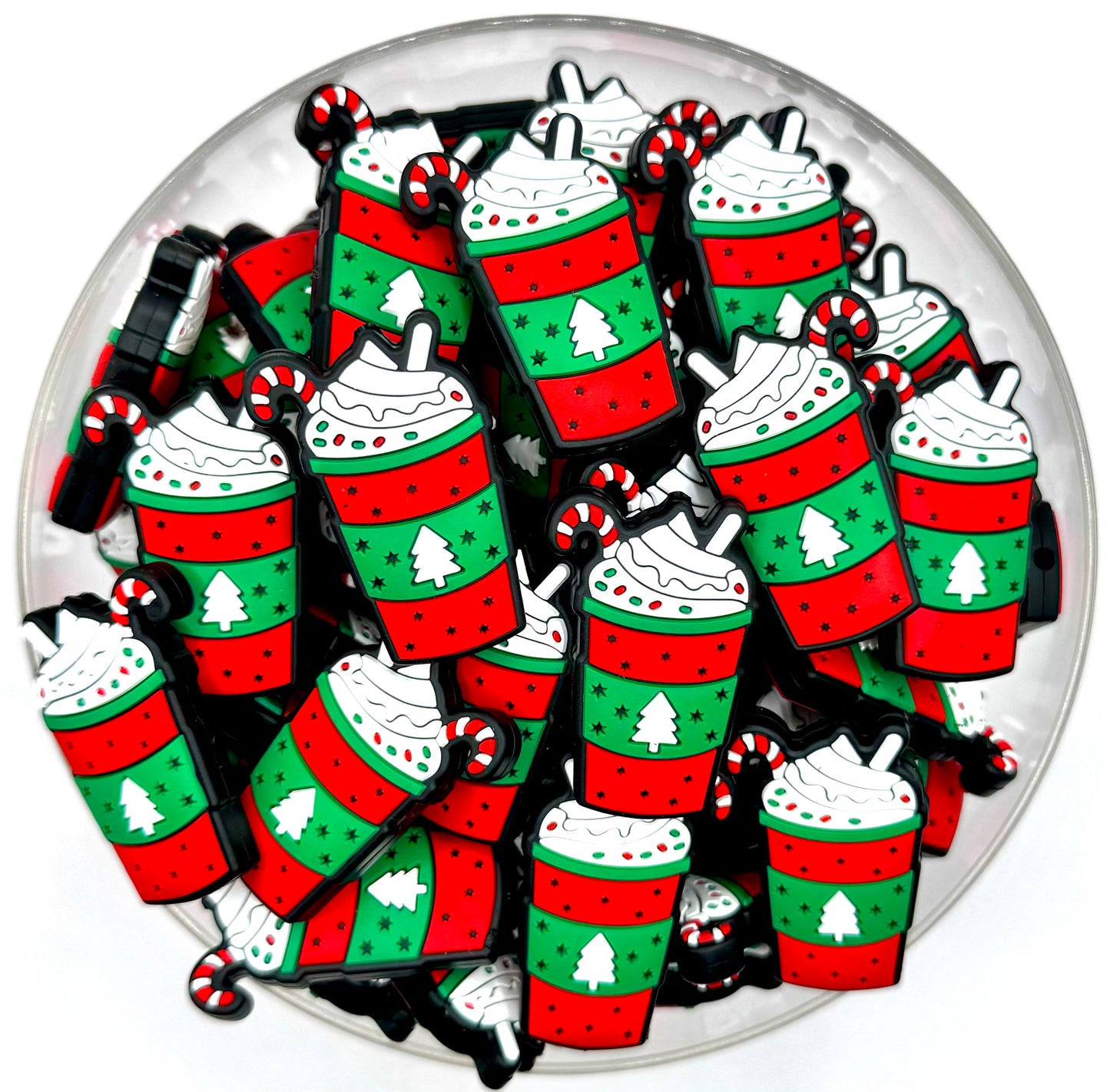 Christmas milkshake silicone focal bead