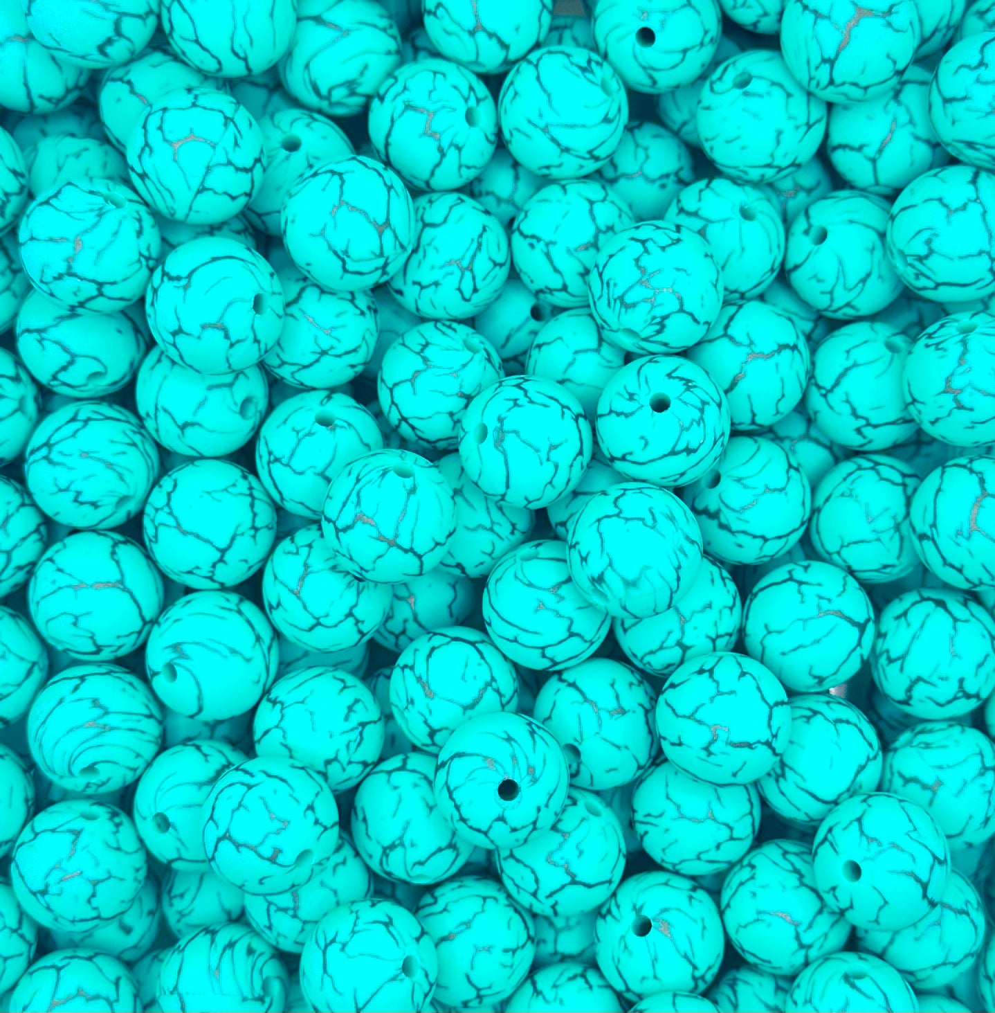 15mm turquoise marble silicone bead